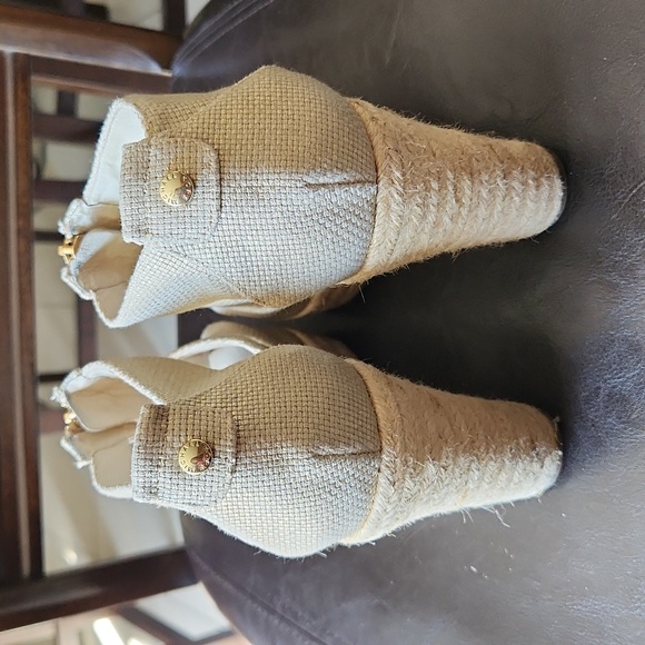 Michael Kors MK Espadrille/Linen Platform Wedge Zip Sandals - Picture 4 of 15